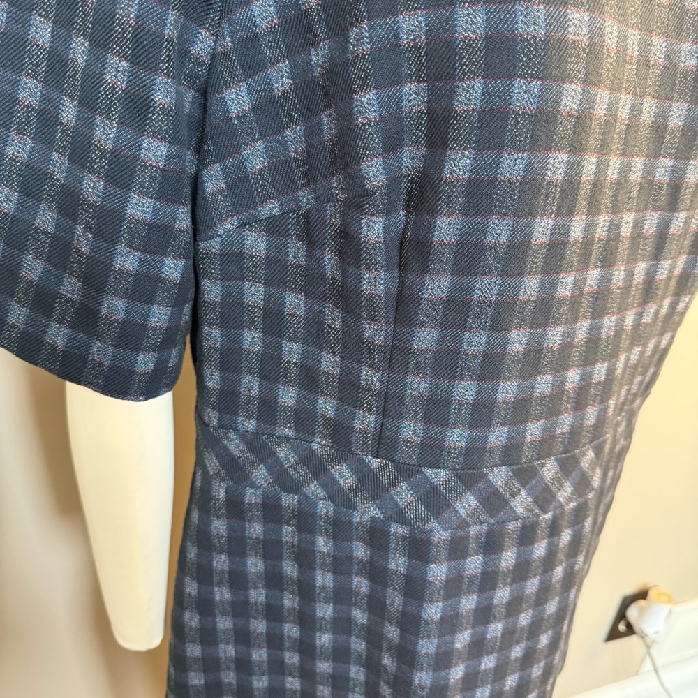 Banana Republic Elegant Asymmetrical Navy Checkered Dress, 16, NWT - Picture 7 of 16